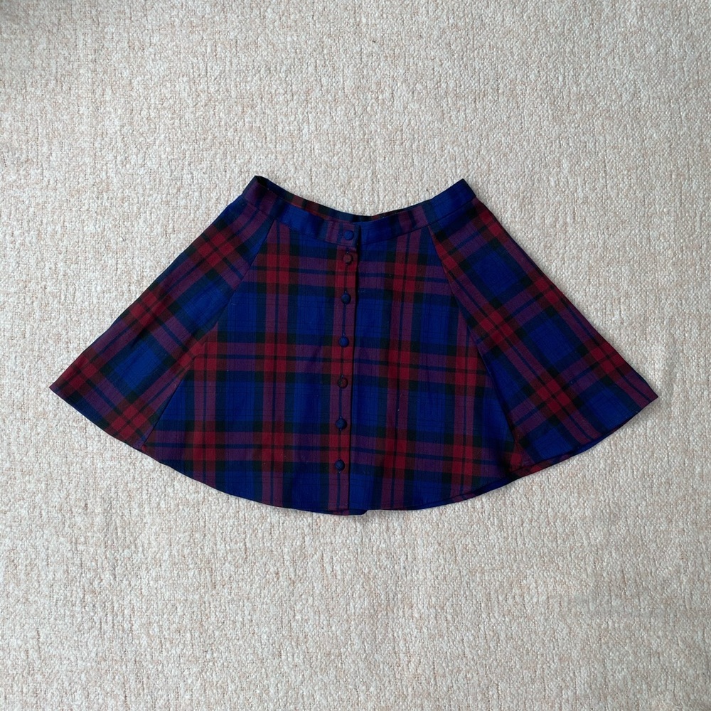 F21 button up plaid circle skirt